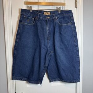 Roca Wear Denim Jean Shorts Men 38 Blue Dark Wash Wide Baggy Hip Hop Y2K